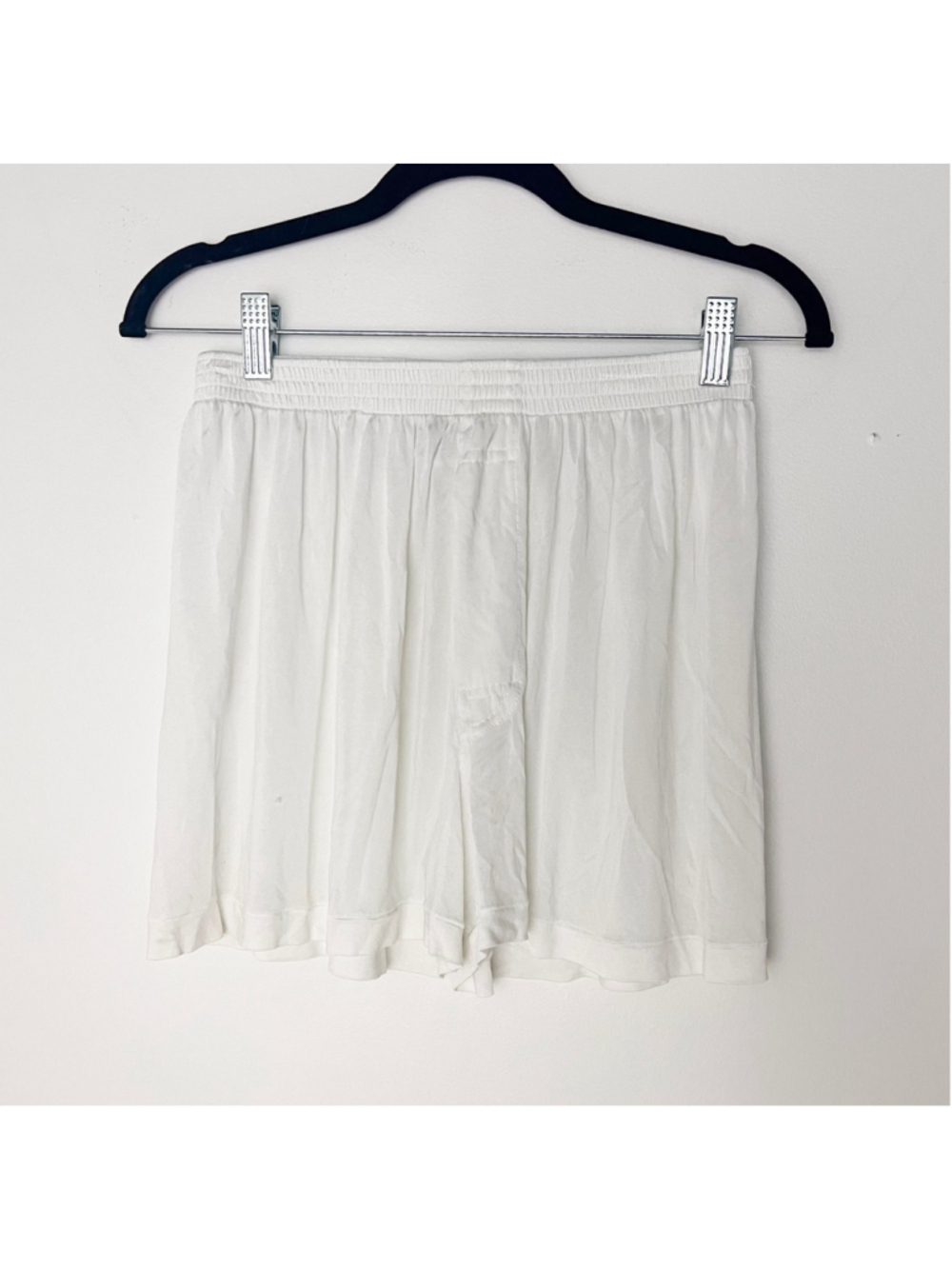 WinterSilks 100% Pure Silk Boxer Shorts Ivory White Elastic Waist Medium Vintage